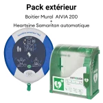 Pack extérieur en promotion avec défibrillateur Heartsinbe Samaritan 360P automatique et boîtier AIVIA 200